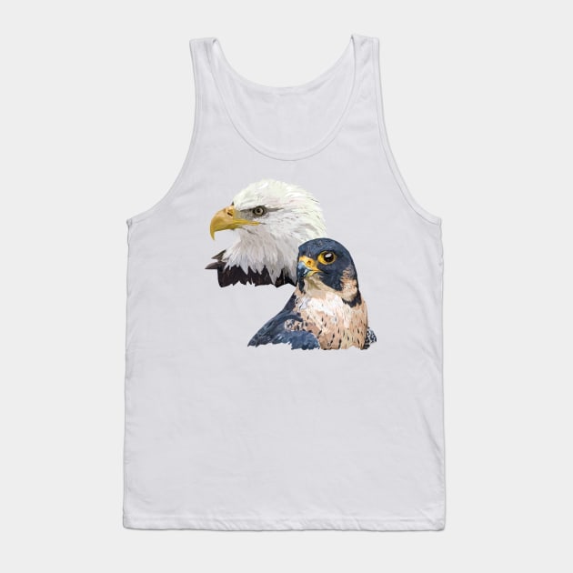 Peregrine Falcon and American Pigargo Tank Top by obscurite